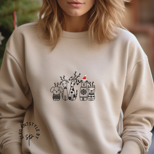 Christmas Reindeer Dogs Embroidery